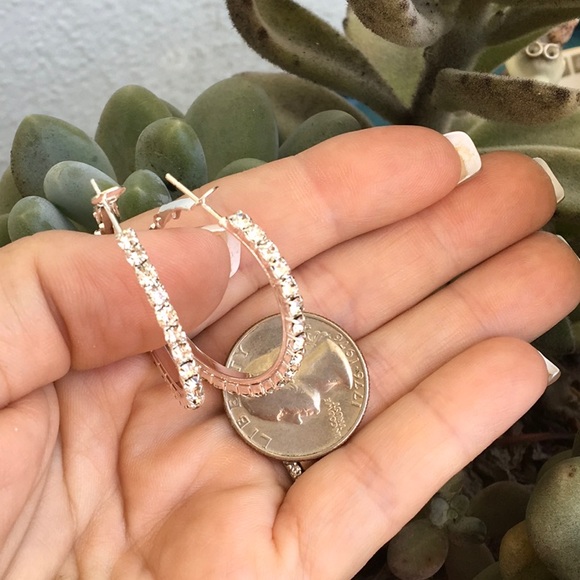 Silver White Crystal Hoops - Picture 2 of 6